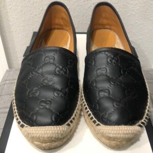GUCCI Signature Leather Espadrilles Size 39